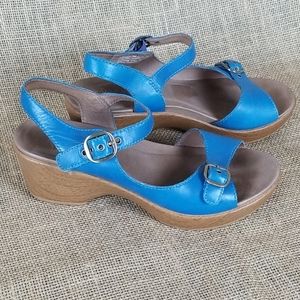 Dansko Retro Blue Leather Sandals Size 7.5 38